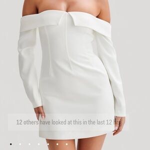 MESHKI Hugo Suiting Off Shoulder Mini Dress - Ivory